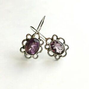 Sterling silver Amethyst flower drop earrings 🆕